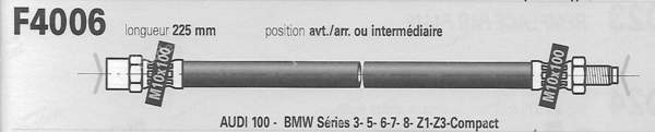 Pair of front or rear hoses and intermediate hoses left and right - BMW and Audi - AUDI 100 (C1) - F4006- 1